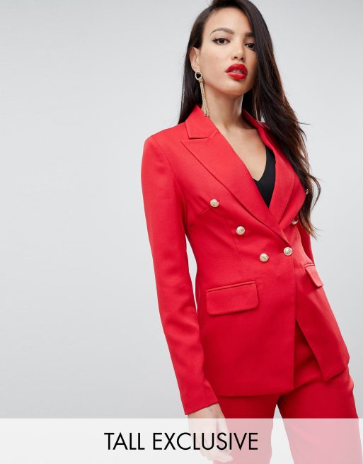 Missguided Tall exclusive tall military blazer in red | ASOS