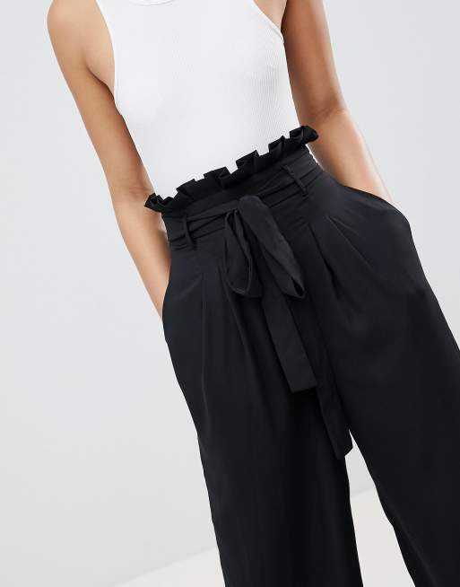 Black paperbag 2024 wide leg trousers