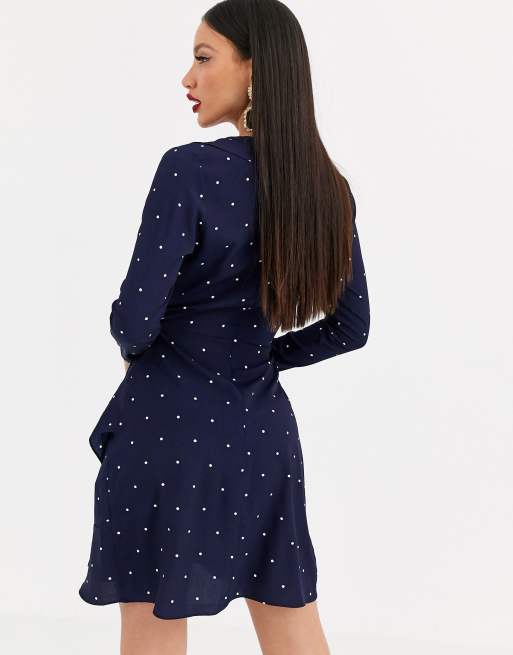 Missguided blue hot sale polka dot dress