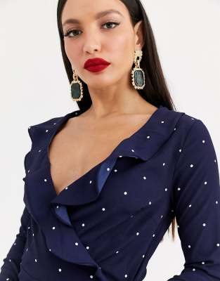 missguided navy wrap dress