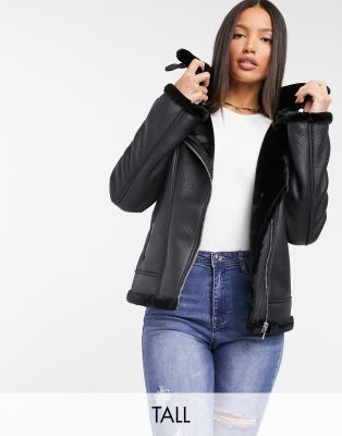 tall black faux fur coat
