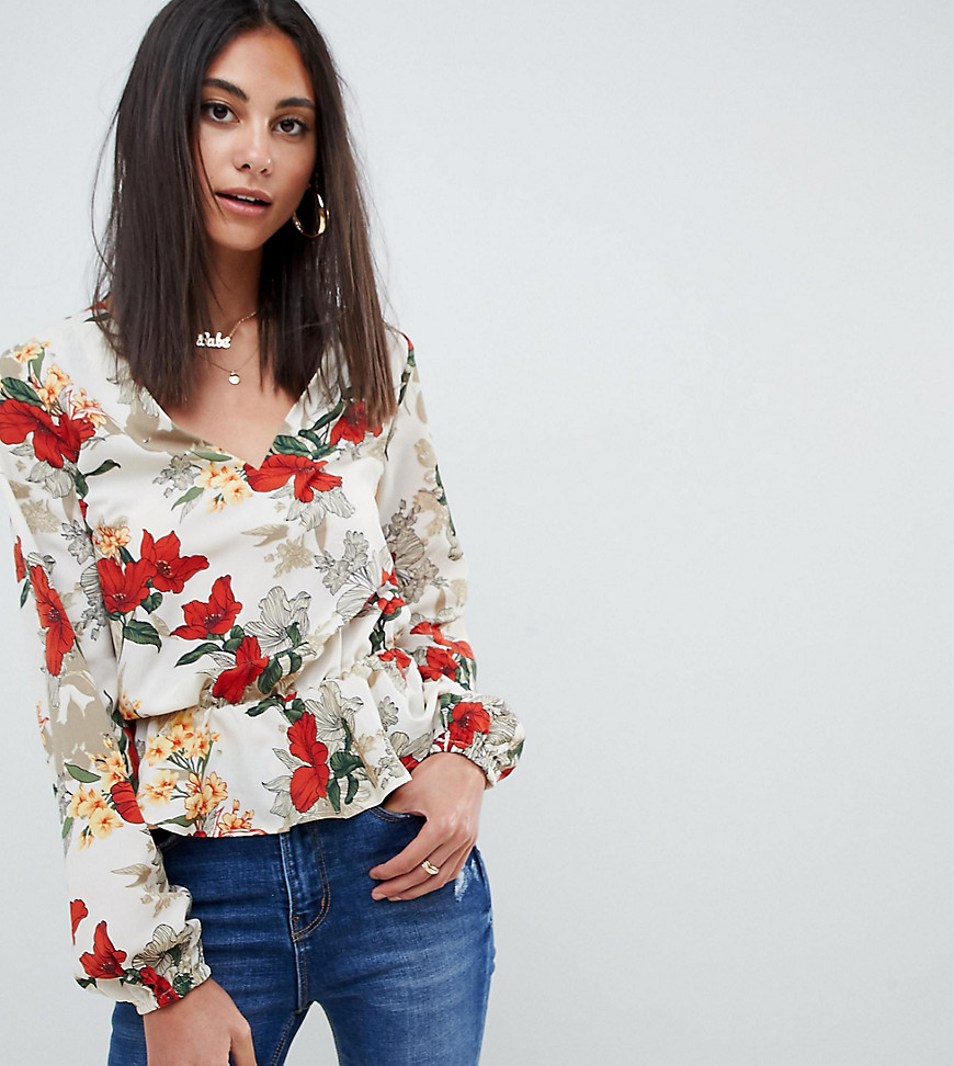 Missguided Tall Floral Blouse-Beige