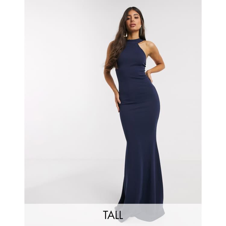 Missguided Tall – Granatowa sukienka maxi z dekoltem typu halter | ASOS