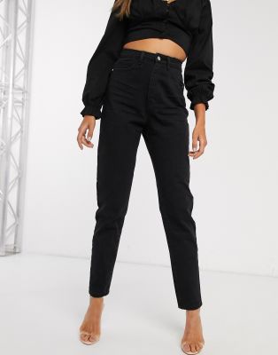 black high waisted mum jeans