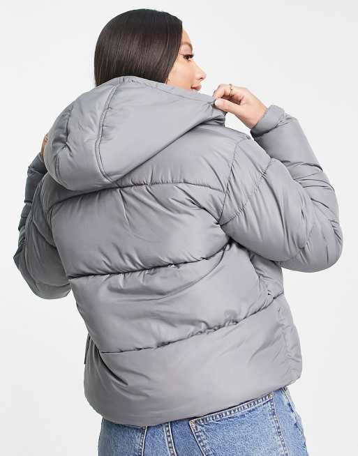 Missguided hooded padded jacket in grey