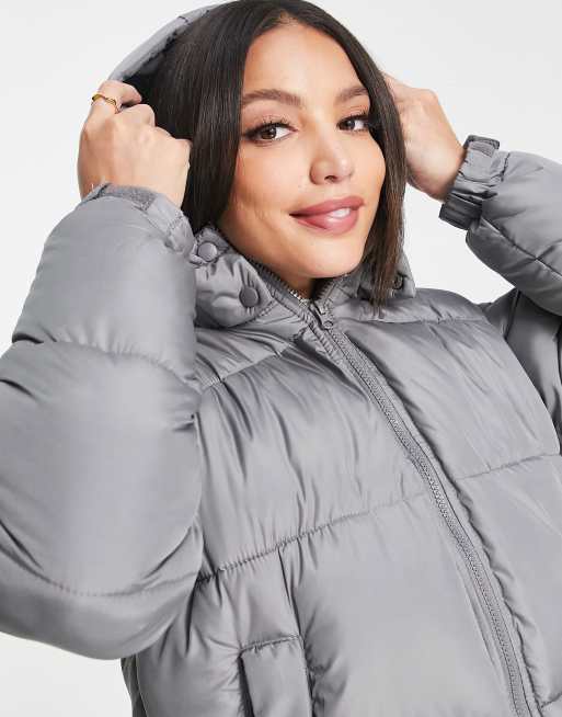 Missguided hooded padded jacket in grey