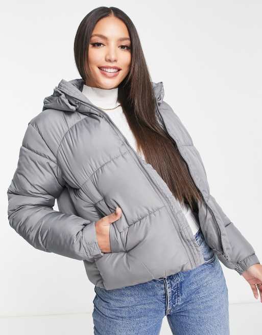 Missguided hooded padded jacket in grey