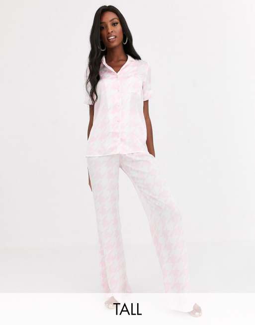 Missguided Tall – Rosa pyjamas med hundtandsmönster, 2 av 3