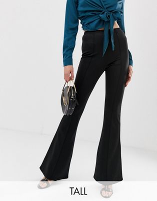 black jersey flare trousers