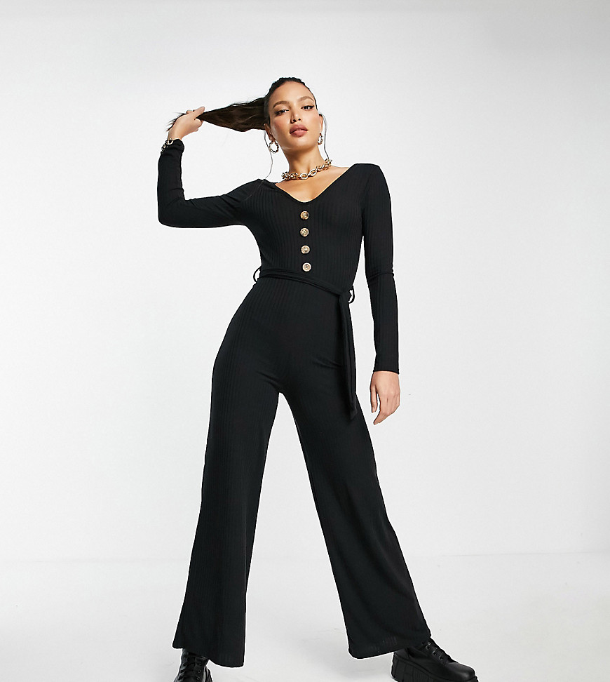 Missguided Tall jumpsuit with flare leg in black