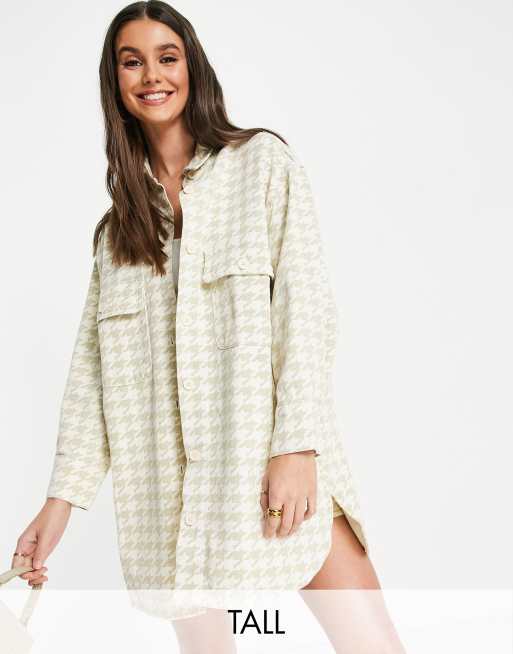 Missguided Tall – Koszula oversize w beżową pepitkę – Część zestawu