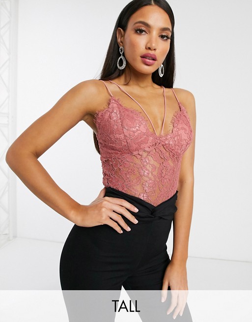 Missguided Tall lace body in rose