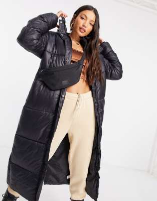 missguided maxi shine hooded puffer