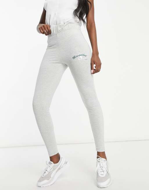 Missguided Tall legging with sports club logo in grey marl