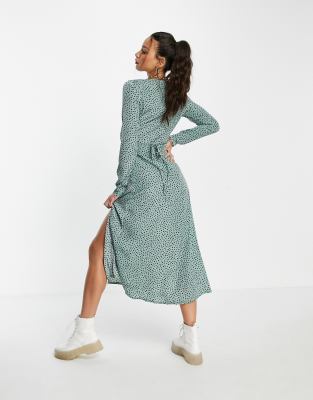 long sleeve midi tea dress
