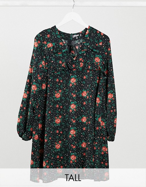 Missguided Tall long sleeve shift dress in floral