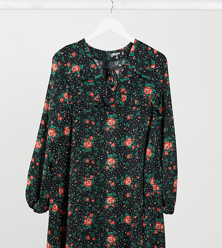 Missguided Tall long sleeve shift dress in floral-Multi