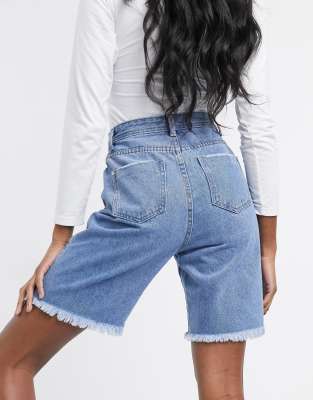 missguided longline denim shorts