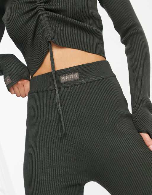 Missguided Tall - Loungekleding - Pluizige geribbelde legging in kaki, deel van co-ord set, 3 van 4