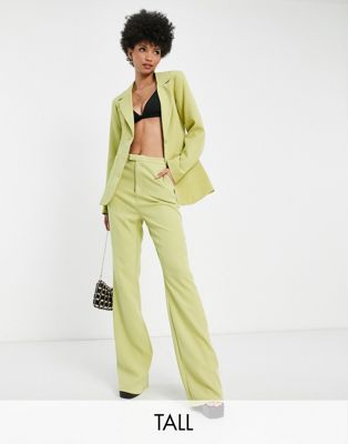 Missguided Tall low rise tailored trouser in lime
