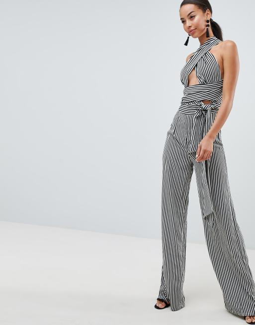 Missguided store striped jumpsuit