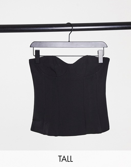 Missguided Tall corset seam top in black