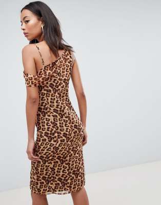 one shoulder split midi dress