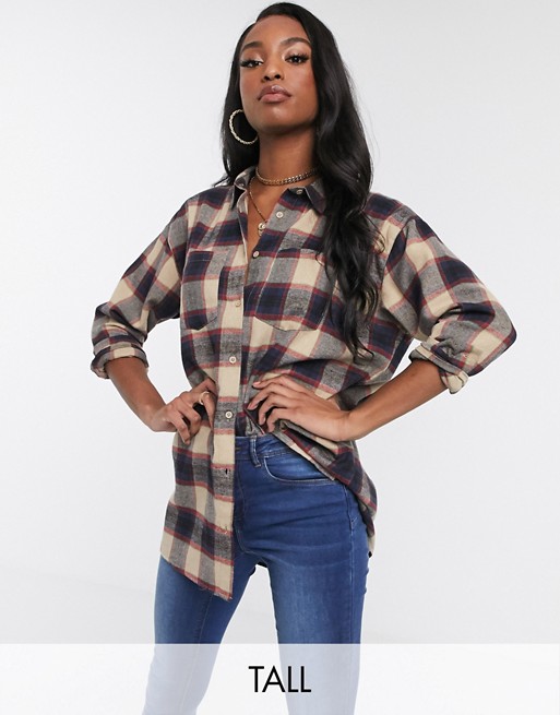 Missguided Tall oversized check shirt