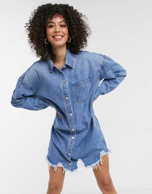 Denim oversized 2025 shirt dress