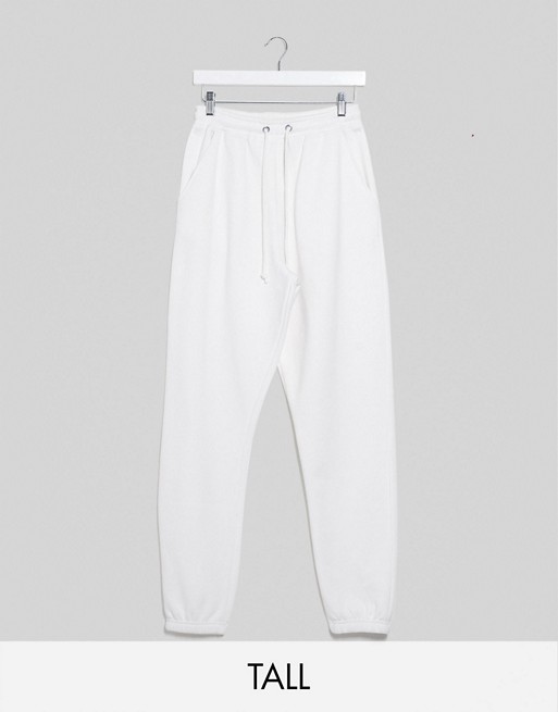Missguided Tall oversized joggers in white