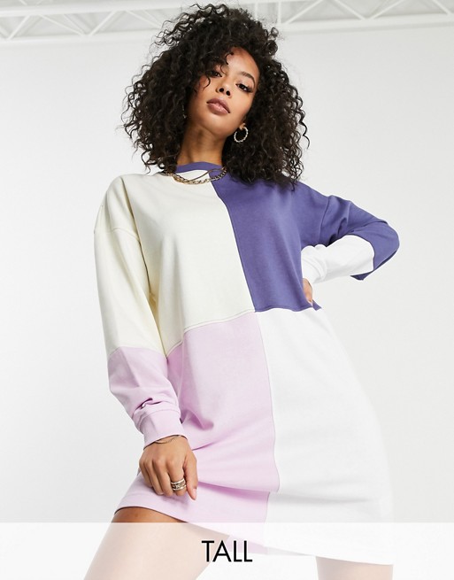 Missguided Tall oversized sweater dress in colourblock