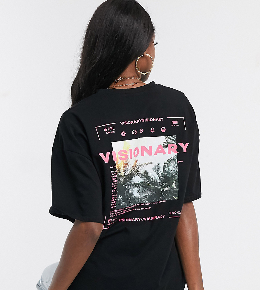 Missguided Tall - Oversized T-shirt met print op de rug in zwart
