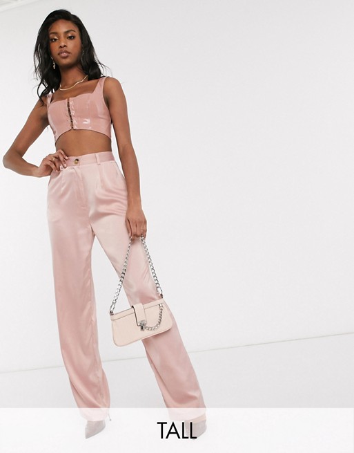 Missguided Tall pleated trousers in mauve