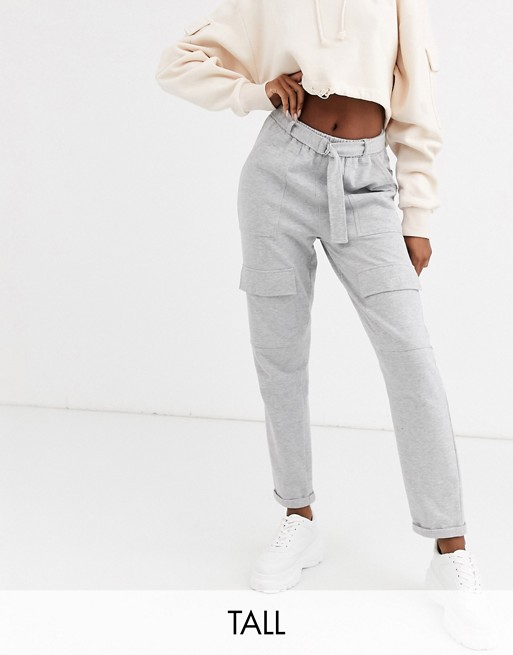 Missguided Tall pocket detail joggers in grey