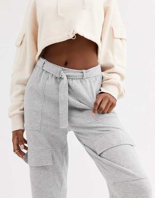 Missguided Tall pocket detail joggers in grey