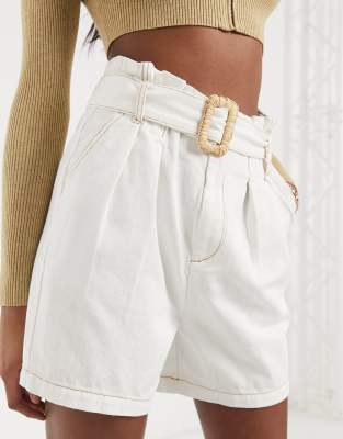 buckle denim shorts
