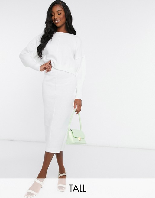 Missguided Tall seam front midaxi skirt in white - WHITE