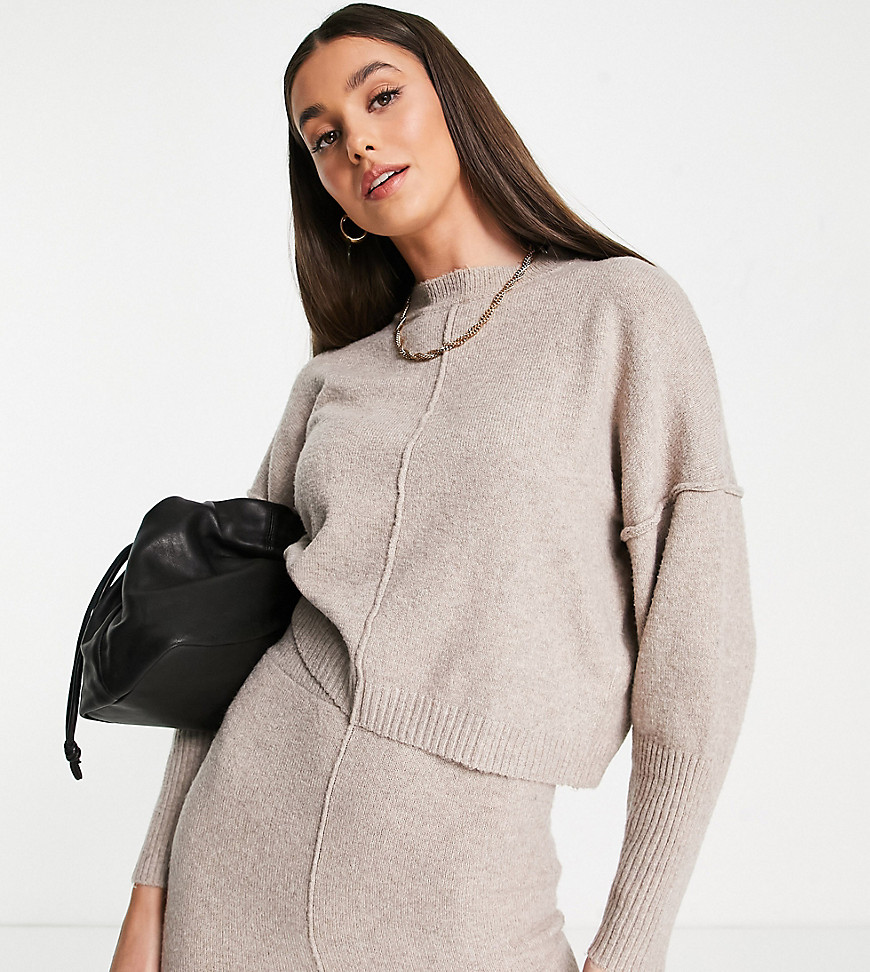 Missguided Tall recycled seam front sweater in stone - part of a set-Neutral