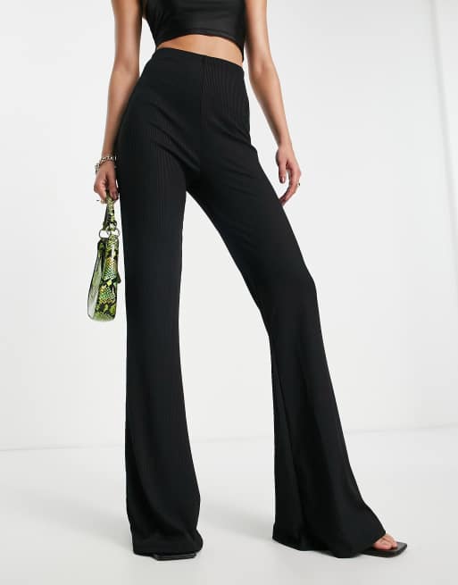 Missguided Maternity ribbed flares with slit in black - ShopStyle