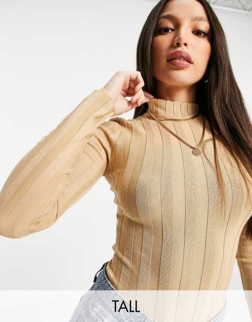 Women Plus Size O-Neck Rib-knit Bodysuit Casual Long Sleeve Bodycon Body Top  