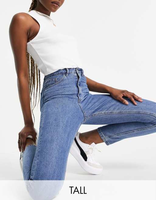 Missguided Tall – Riot – Blå enkla mom jeans med hög midja utan stretch