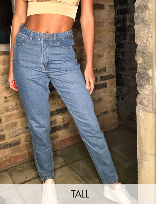 Missguided tall riot high waisted mom jeans in blue