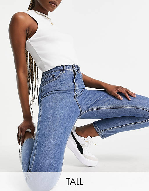 Missguided Tall riot high waisted plain rigid mom jean in blue