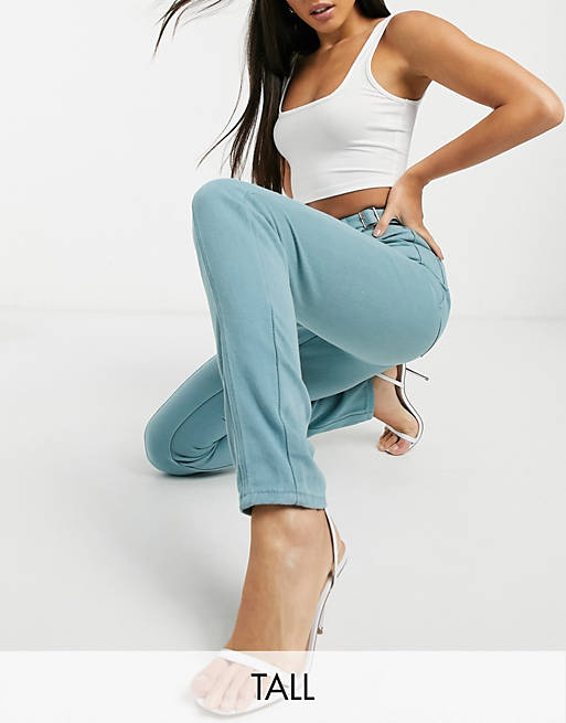 Women Missguided Tall riot highwaisted buckle detail mom jean in sage 