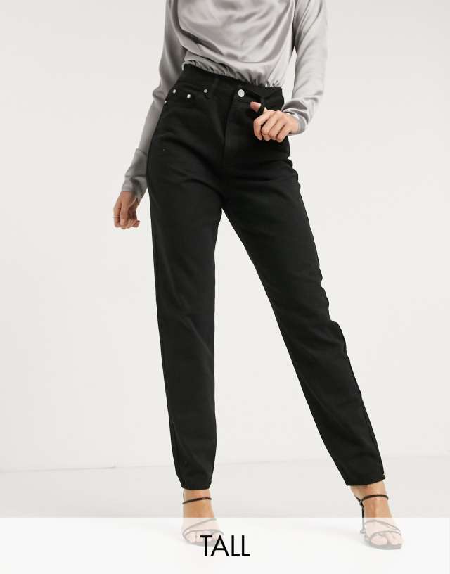 Missguided Tall - riot highwaisted denim mom jean in black - black