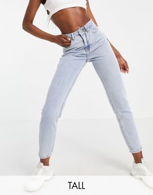 Missguided Tall riot highwaisted denim mom jean in blue - MBLUE - ASOS Price Checker