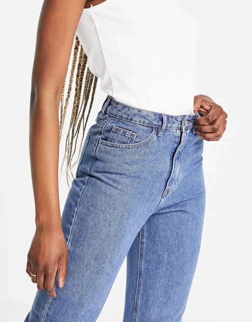 Missguided Tall - Riot - Mom jeans rigidi a vita alta blu tinta unita, 4 di 4
