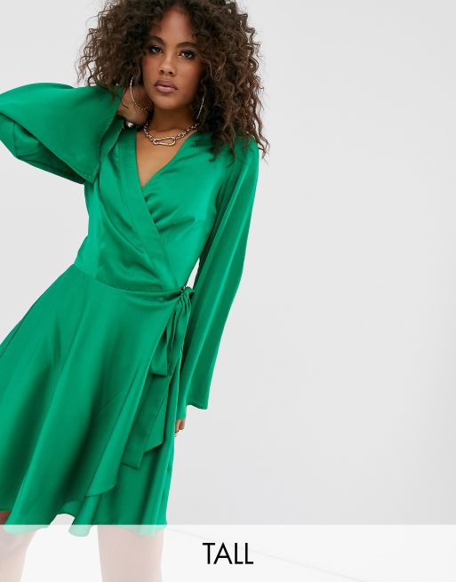 Robe longue verte discount satin