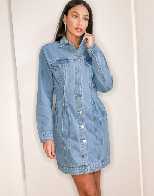 Missguided Tall Robe en jean cintr e la taille Bleu