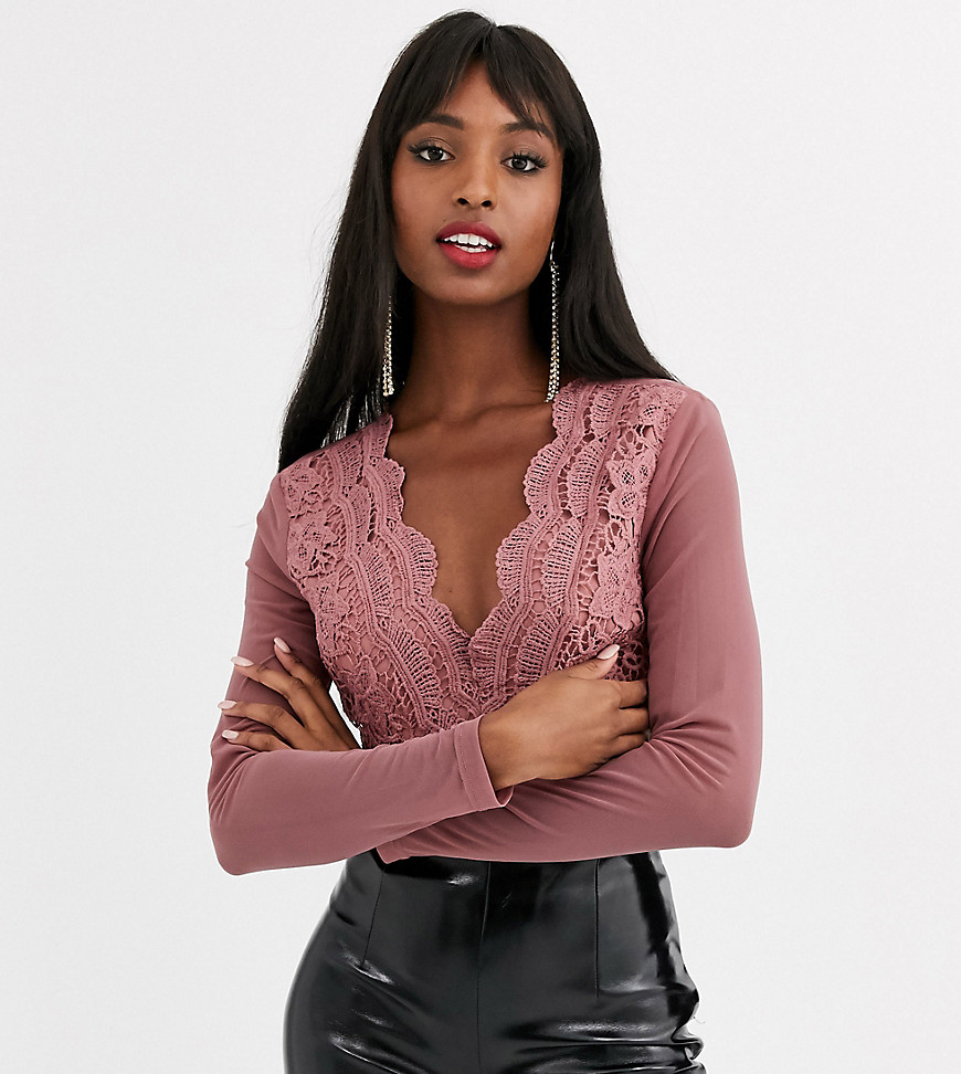 Missguided Tall – Rosa spetsbody